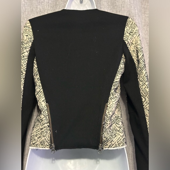 Rebecca Minkoff Small Raw Hem Zip Up Long Sleeve Color Block Moto Blazer XS - Picture 9 of 13